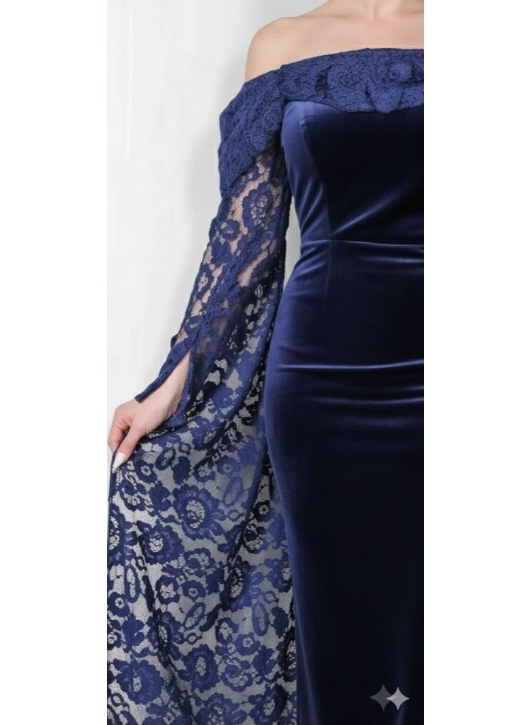 FULL JOY Elegant Evening Dress with  Sophisticated Design From Soft Velvet offering a captivating look and a touch of refinement. Fashion Dress. - Image 4